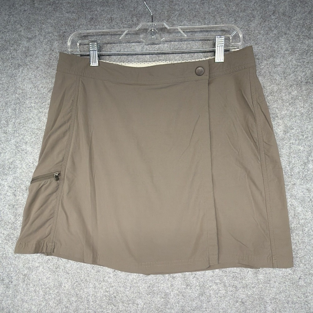 L.L. Bean Skort Womens 10 Reg Brown Tan Hiking Wrap Zipper Pockets 268922